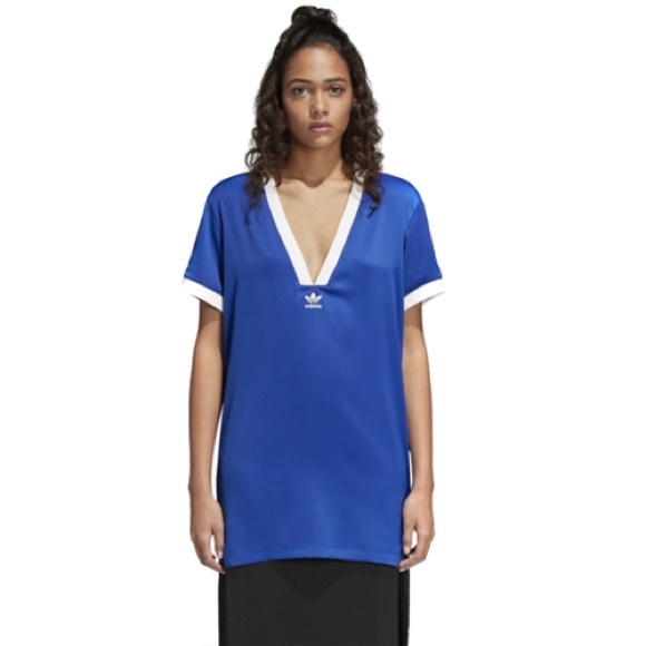 Adidas V-neck Tee Collegiate Royal Dress - Small, NWT - Picture 1 of 6